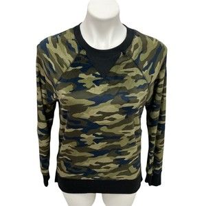 No Boundaries Junior Womens Top Size Small Velour Camo Cozy Long Sleeve Pullover